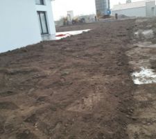La terre remise à niveau sur le terrain