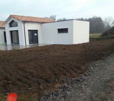 La terre remise à niveau sur le terrain