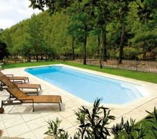 Piscine Alliance choisie, gamme Onyx de dimension 8,5 x 4,05.