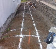 Tra&ccedil;age puisard 6 m3 pour recueillir les eaux de toiture