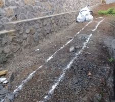 Tra&ccedil;age puisard 6 m3 pour recueillir les eaux de toiture