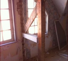 Ancien mur en brique s&eacute;parant la chambre 2 et la salle de bain