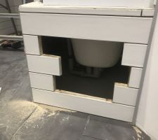 Pose du carrelage en 60X10 cm dans la plus grande salle de bain