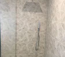 Salle de bain : douche 150x100 thermostatique, électronique et encastrée