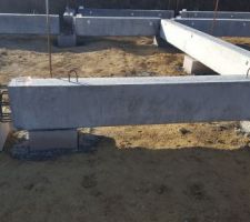 Pose des longrines sur les pieux - trop court a droite et trop long &agrave; gauche !