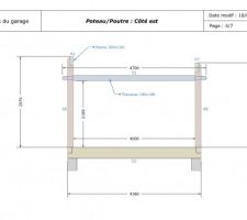 Plans de la structure poteau/poutre du garage (côté)