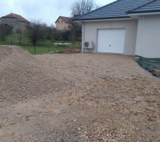 Tout venant, que je trouve moche tout marron le premier qu'on avait eu en chemin d'accès avec le premier terrassier était beau tout blanc et tout la même taille ...