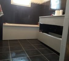 Reste plus qu'à raccorder le vasque aux évacuations et poser la porte douche