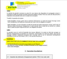 M. LAURENT me dit qu'il y a l'assurance DO que je peux solliciter à la fin de l'achèvement des travaux si je ne suis pas comptant. 

Un piège qui m'a tendu et que j'ai refusé catégoriquement et pour cause, voir ci-joint, la photo du contrat d'assurance DO AVIVA, stipule bien l'exclusion du fait intentionnel ou d?un dol du souscripteur ou de l'assuré. 

J'ai lu plusieurs dizaines de comptes rendus de cours de cassassions, un exemple je viens à vendre ma maison avant ou après 10 ans, le nouveau propriétaire après 25 ans il est victime de désordres des fissures apparaissent sur les façades de la maison, un expert en assurant détermine un problème de conception, l'assurance n'indemnise pas le propriétaire, c'est l'ancien propriétaire qui est inquiété et responsable. 

C'est l'aboutissement d'une nouvelle loi protégeant les acquéreurs. 

Avoir une belle maison avec des fondations ne respectant les règles de l'art, des scientifiques des laboratoires du bâtiment tel que : AFNOR - CSTB - AQC.  Ont mis au point des DTU, pour éviter dans le temps des sinistres.

La vocation du site forum construire est la solidarité des maîtres d'ouvrage à prendre conscience des pièges. 

Les constructeurs profitent que les maîtres d'ouvrage ne sachent pas,  ce n'est plus vrai avec le site Forum construire.