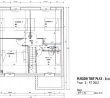 Le plan du 1er étage avec les trois grandes chambres et la place toute faite pour les dressing !