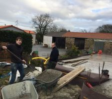 Pose du delta MS, de la gaine de drainage + geotextile + gravier