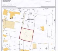 Plan cadastral du terrain de 2000m2 et du chemin d'acc&egrave;s au nord ouest