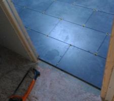 Carrelage de la SDB coupé.