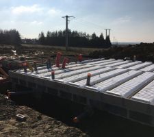Les poutrelles béton et entrevous isolants sont posés.... Une journée de demie de travail. Bravo! Maintenant nous croisons les doigts pour que la dalle soit prochainement coulée... vu les températures négatives annoncées la semaine prochaine on va devoir patienter.... Mais ca avance c?est cool! ?