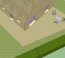 Vue 3D de la terrasse. Les formes seront plus arrondies mais je sais pas faire avec le logiciel 3D :o)