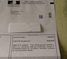 Le second paiement de la taxe d'aménagement et encore il n'y a pas de part communale