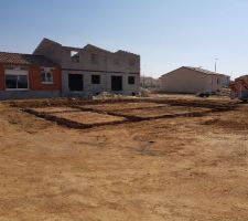 Terrassement terminé, photo envoyé par le conducteur de travaux, monsieur Aguilar.