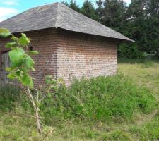 Sur notre petit terrain, il y a déjà un petit bâtiment qui fait environ 4m x 3m. Nous allons le "réhabiliter" et s'en servir comme atelier pour Monsieur