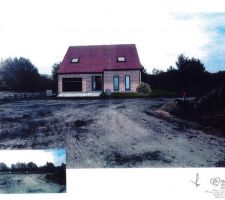 Vue d'ensemble de la maison sur le terrain