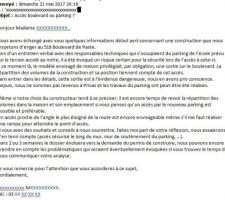 Le courrier électronique envoyé au service d'urbanisme pour demander une réflexion sur les travaux à envisager avant l'étude du projet de construction.