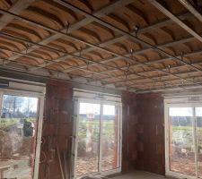 Pose de la structure du plafond