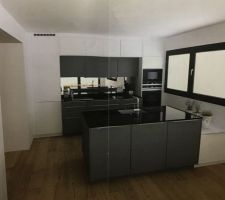 Cuisine - implantation double linéaire - variante