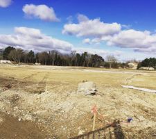 Notre futur terrain qui se trouve juste devant les sapins