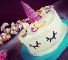 Préparation du gâteau licorne !