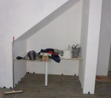 Aménagement niche sous l'escalier en bureau