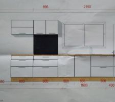 Plan technique non définitif - Cuisine Schmidt - Linéaire évier / plaques induction