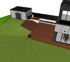 Voilà le projet imaginé et en cours (terrasse + abri de jardin), tout fait maison