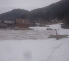 La neige s'éternise, elle a bien fondu la semaine dernière, mais j'accélère la fonte en épandant des cendres de mon poêle, comme le faisaient les agriculteurs en montagne à l'époque des hivers neigeux et du chauffage à la cuisinière à bois (baisse de l'albédo, fonte rapide).