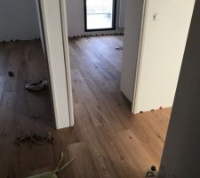 Pose du parquet à l'étage en cours