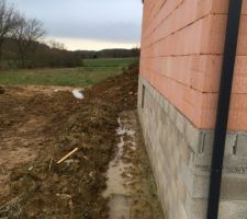 Côté Sud de la maison : côté ou devrait avoir lieu la construction d'un mur de soutenement pour la remise de terre à hauteur du vide sanitaire