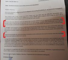 Courrier du garant de livraison
