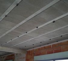 Début de la pose des griffes pour le plafond de l'étage