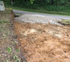 Terrassement maison + garage &agrave; l'avant du terrain.
