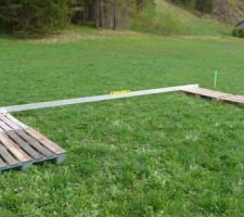 Le calage du container qui arrive lundi 30 avril 2018. On me le prête au long cours, merci Jean-Paul ! Et merci Gilbert pour la règle de 6 mètres !