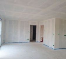 Sous couche dans le salon (murs et plafond)