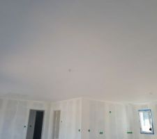 1ère couche de peinture sur le plafond du salon