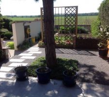 Remplacement de la terrasse par du gravier en granit et des pas japonais