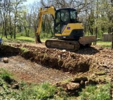 Terrassement pour le bassin, taille 6 m par 3 m.