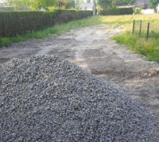 Terrain decaisser on passe au creusage de la terrasse bientot afin d étaler les cailloux .puis pose du grillage dans le fond. Ainsi que la depose sur le cote pour reposer sur plaqué de sous bassement.