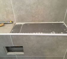 Démontage de faïences pour trouver une fuite... (surprise y a 5 couches de faïences, on comprend pourquoi y en avait plus assez pour finir le WC)
