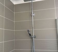 Douche placée trop haute et erreur de faïence en haut à gauche (devrait avoir des vagues)