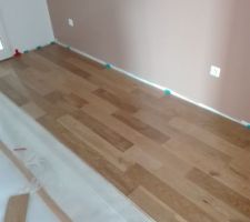 La chambre 3, début de la pose du parquet de la dernière chambre