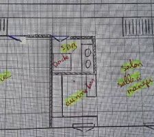 Voici le plan du 1er étage. L'escalier à gauche vient du RDC. Celui de droite monte aux combles que je rénoverai un jour...