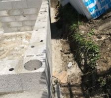 Les cinq rangées de parpaing pour le vide sanitaire sont fait