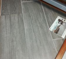 Carrelage imitation parquet pour la pièce de vie, le bureau, l'entrée, le couloir et les WC