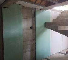 Doublage murs de la buanderie en sous-sol.